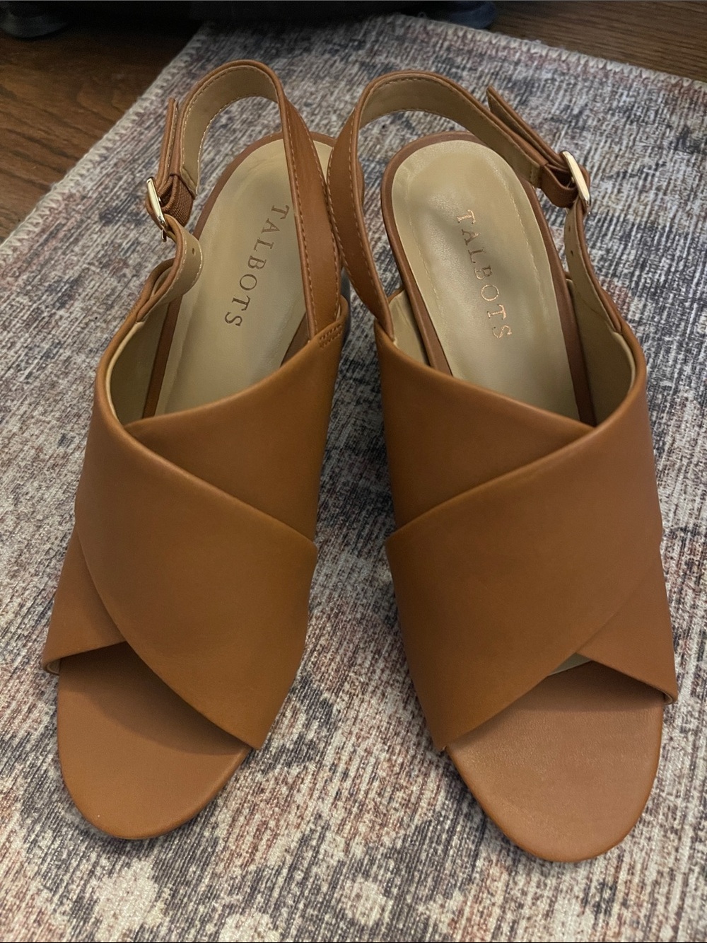 Talbots Cognac Crisscross Slingback Sandals
